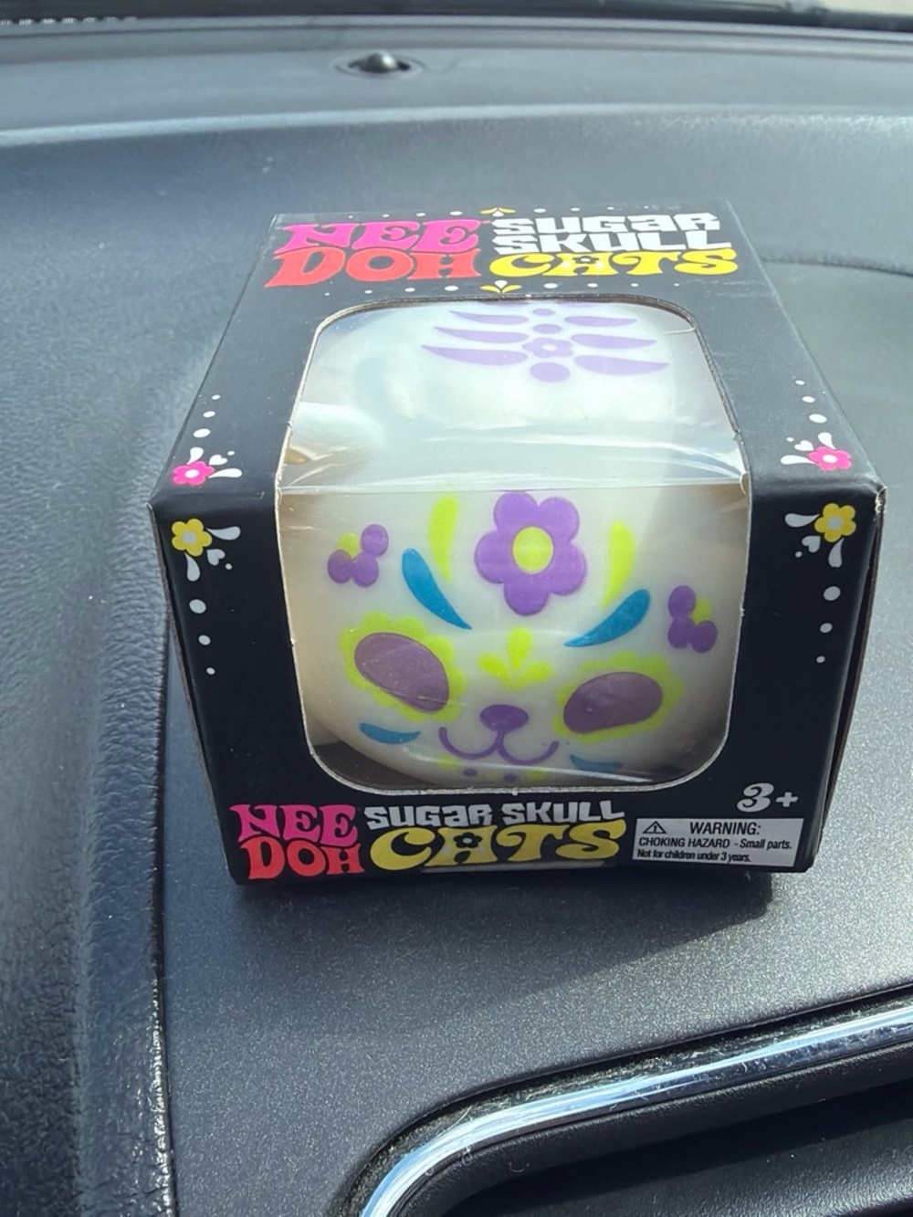 Sugar Skull Cats Squishy Toy - White with Purple & Blue Accents